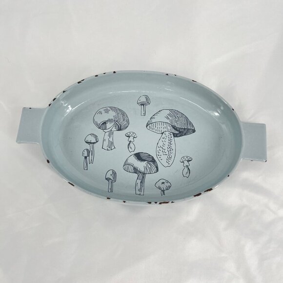 Vintage Block Hearthstone Cast Iron Oval Baking Dish With Mushroom Design - Picture 2 of 6